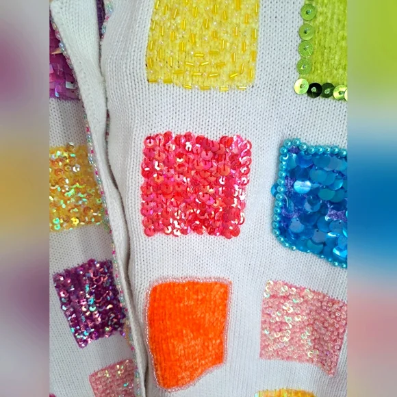 Berek By Takako Sakon 1980’s  Sequin Beaded Boho Sweater Cardigan Sz Small RARE - Picture 7 of 12